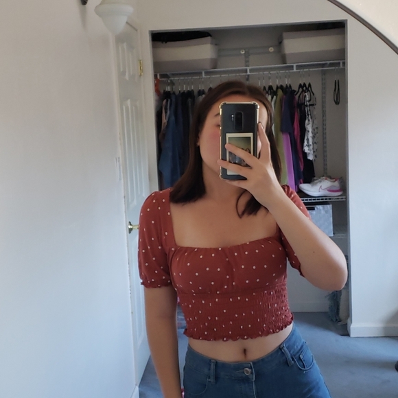 Urban Outfitters Tops - Burnt Orange polka dot top